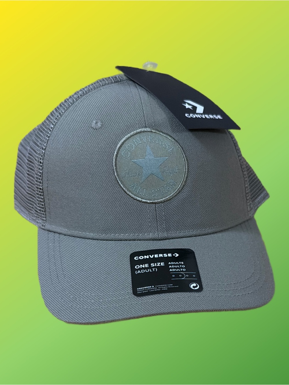 Converse Men's Olive Gray Trucker Hat with All Star Patch One Size SnapBack NEW